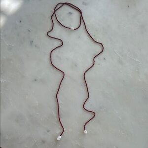 Chic Burgundy Beaded Necklace with Pearl Details